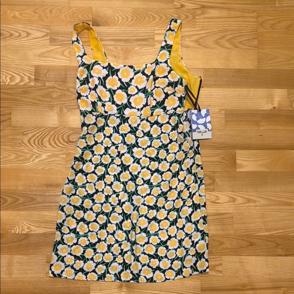 Diane Von Furstenberg White and Yellow Mini Sundress